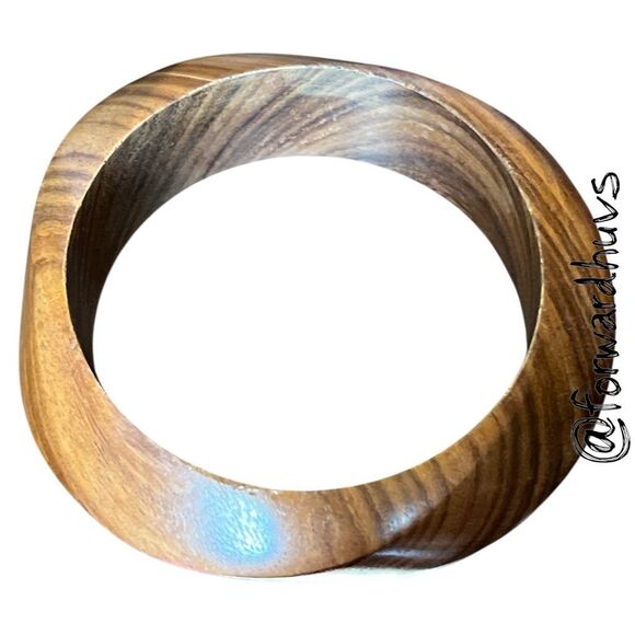 Handcrafted Wooden Bangle Bracelet – Natural Bohemian Style – 7.5” - Picture 4 of 7